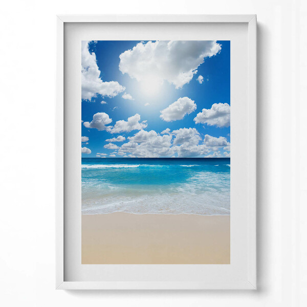 Függőleges kép keretben Tengerpart kék ég felhők