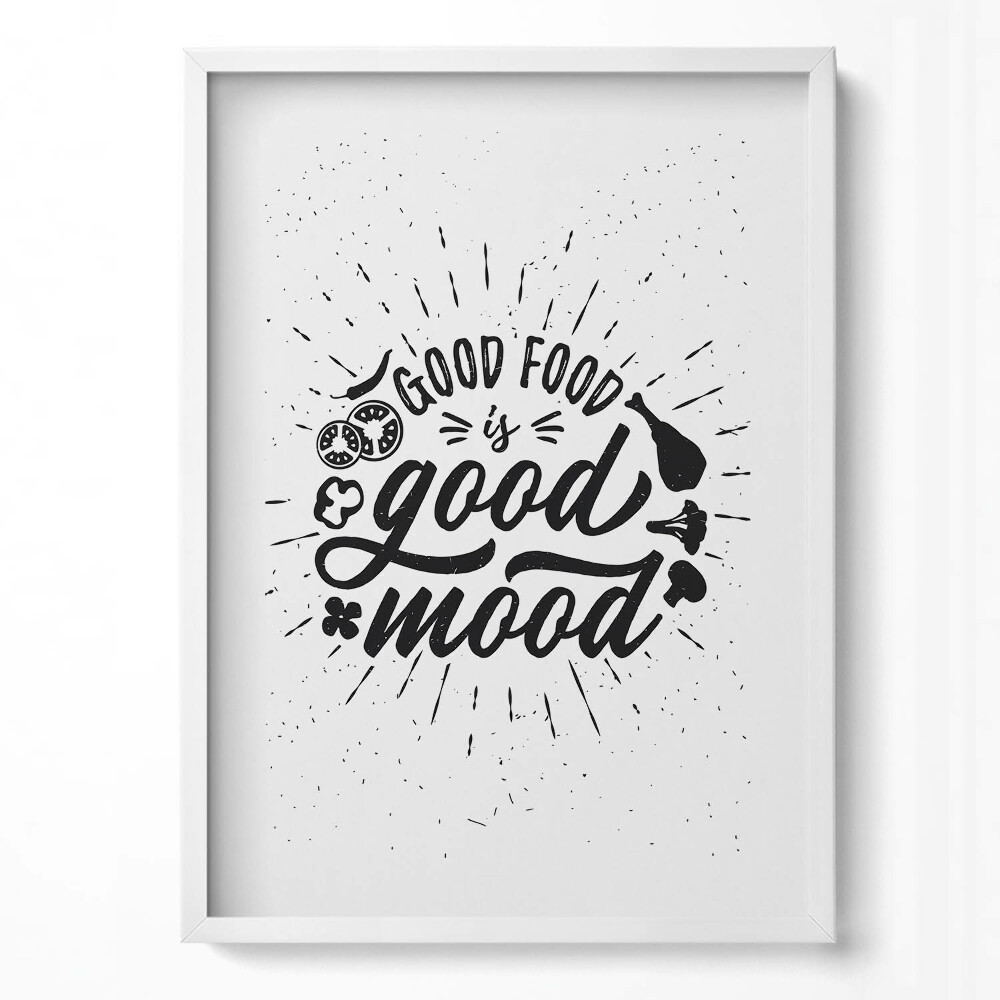 Függőleges kép keretben Étel és jókedv üzenete