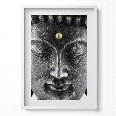 Függőleges kép keretben Buddha fej békés arckifejezés