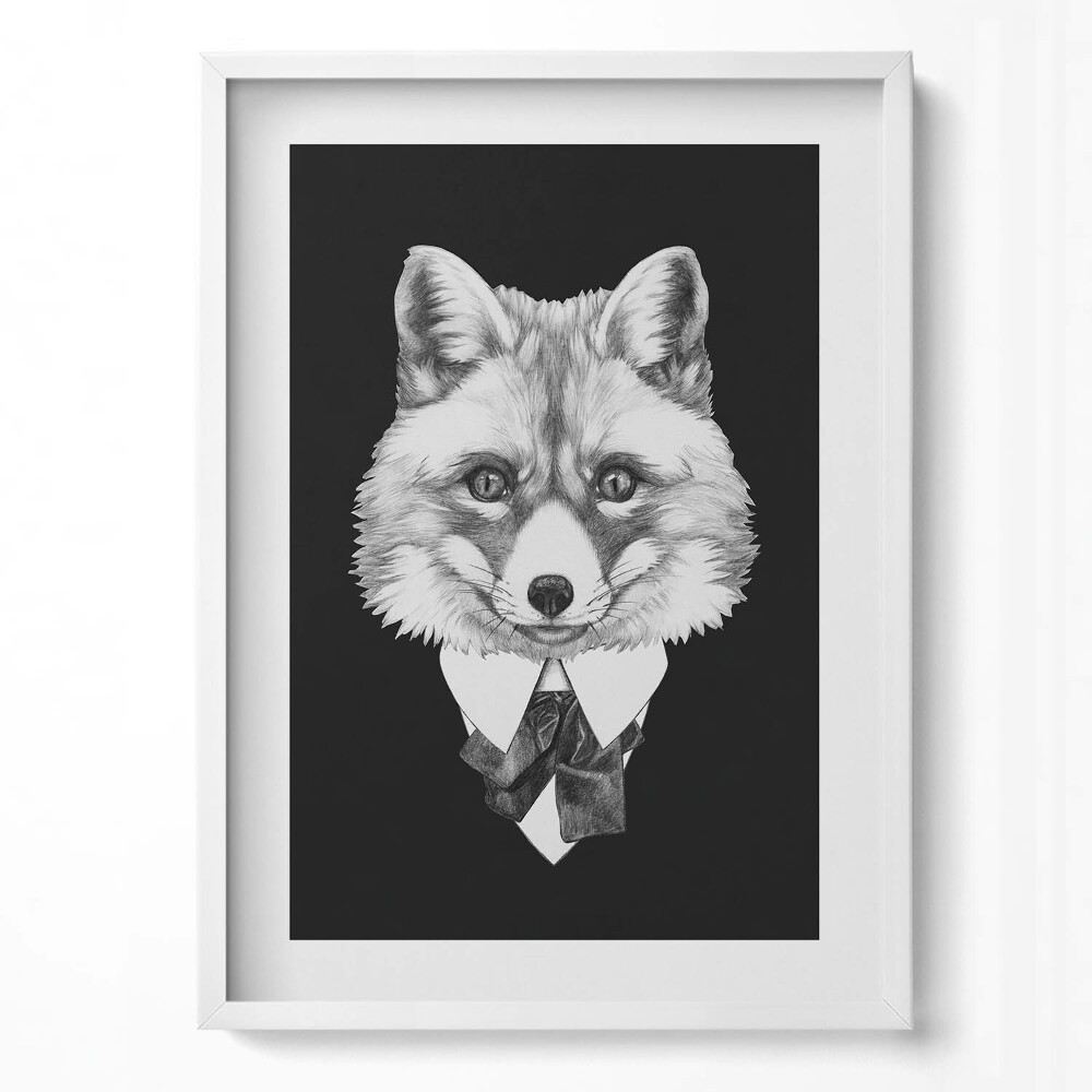 Függőleges kép keretben Üzletember róka portréja