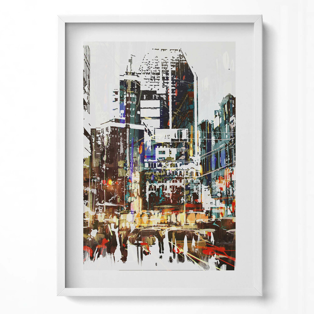 Függőleges kép keretben Modern városi táj élénk színek