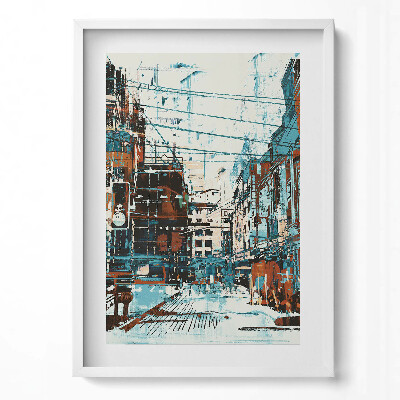 Függőleges kép keretben Városi táj absztrakt stílusban