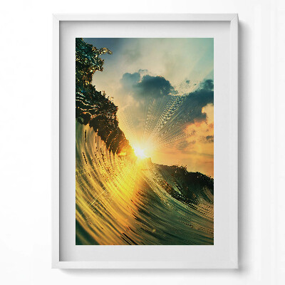 Függőleges kép keretben Naplemente a hullámok között