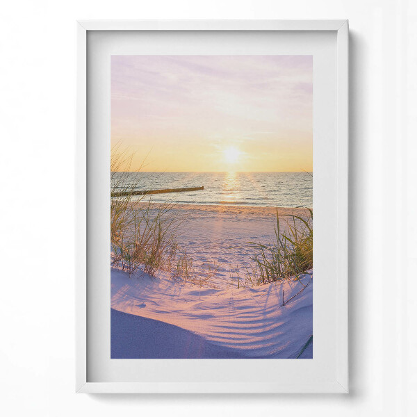 Függőleges kép keretben Naplemente a tengerparton