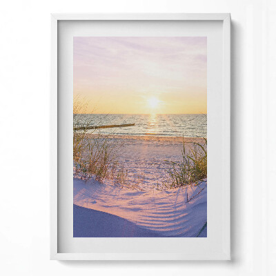 Függőleges kép keretben Naplemente a tengerparton