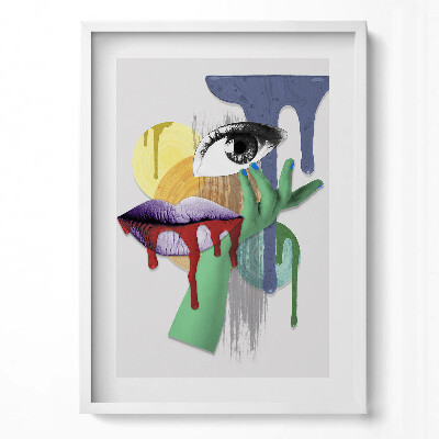 Függőleges kép keretben Absztrakt arc és színes foltok