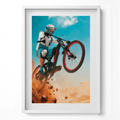 Függőleges kép keretben Mountain bike ugrás a levegőben