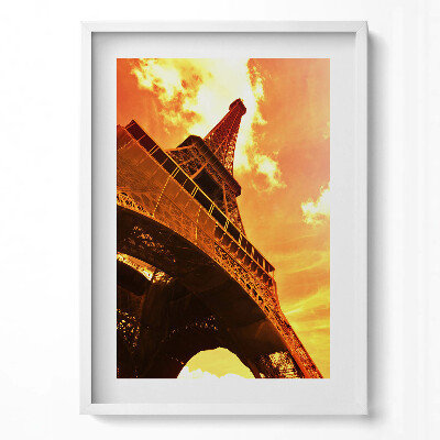 Függőleges kép keretben Eiffel-torony narancssárga háttérrel