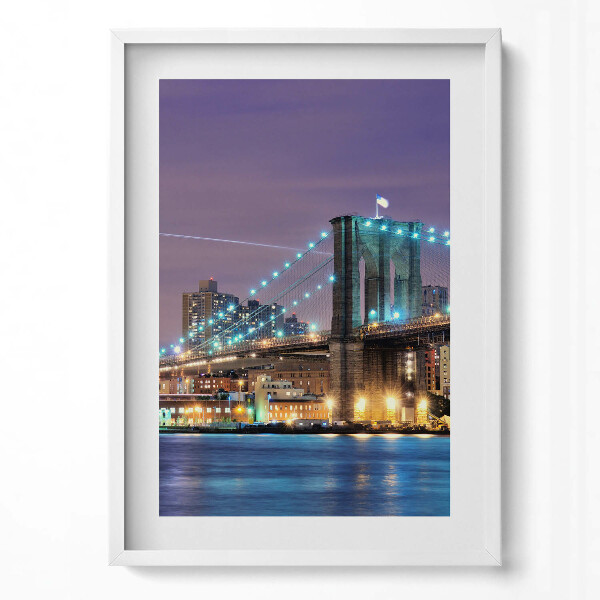 Függőleges kép keretben Brooklyni híd éjszakai fényekben