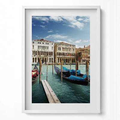Függőleges kép keretben Velencei csónakok és épületek