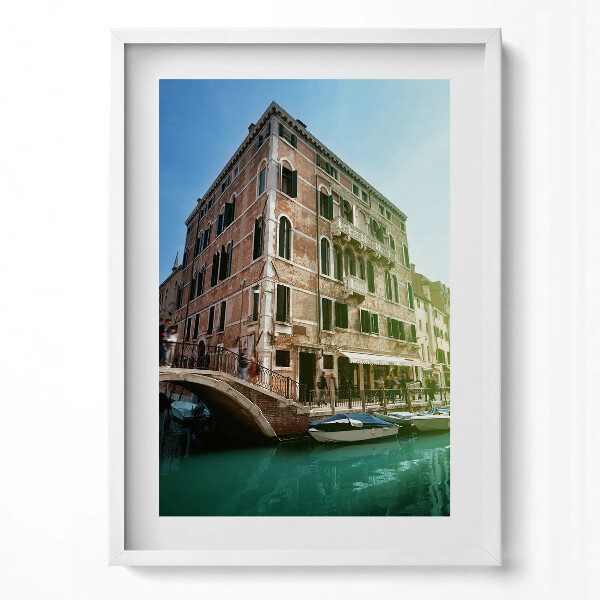 Függőleges kép keretben Velencei épület és csatorna