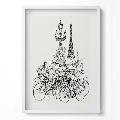 Függőleges kép keretben Biciklisek és az Eiffel-torony