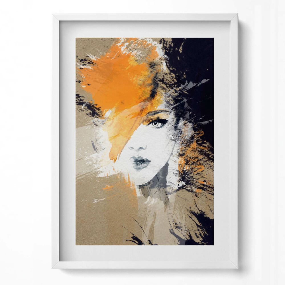 Függőleges kép keretben Absztrakt női arckép élénk színekkel
