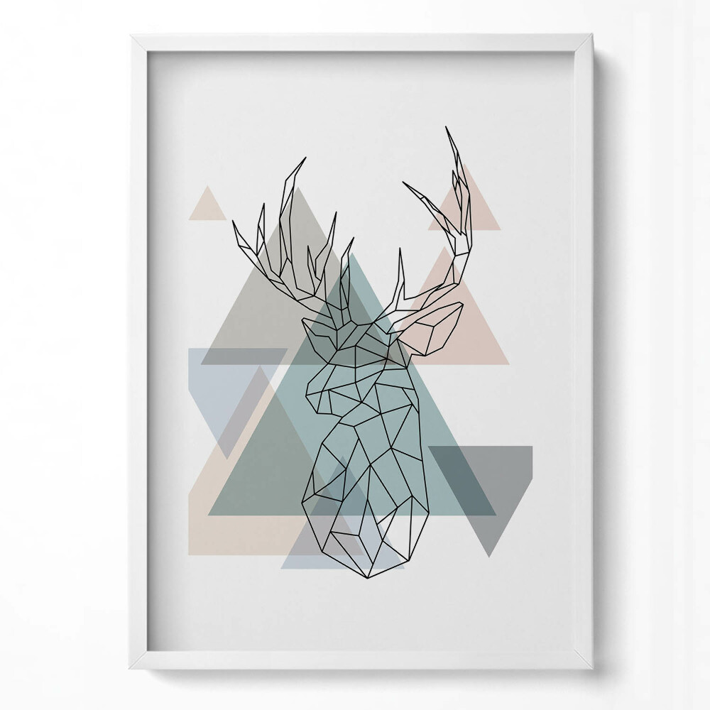 Függőleges kép keretben Geometrikus szarvas fej