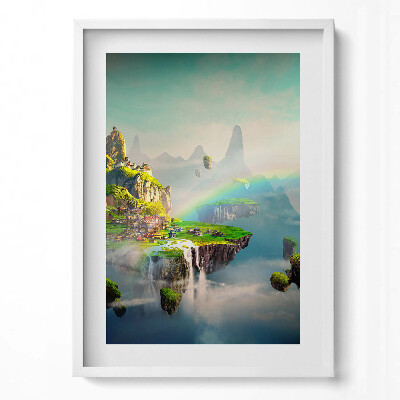 Függőleges kép keretben Mesés táj lebegő szigetek