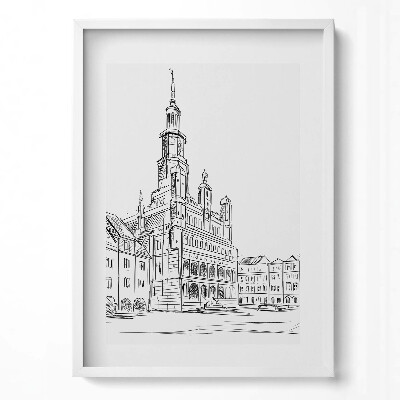 Függőleges kép keretben Városi épület torony kontúrok