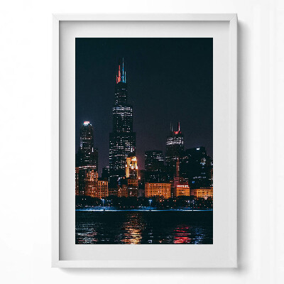 Függőleges kép keretben Éjjeli városkép felhőkarcolók