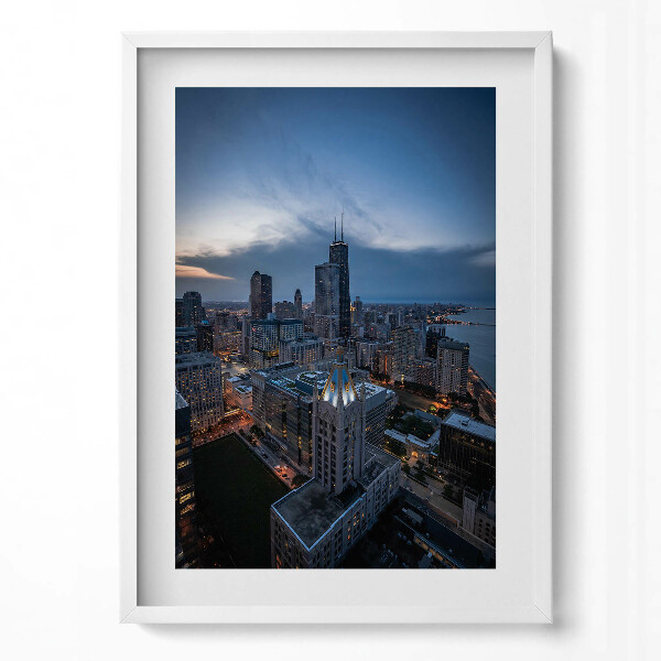 Függőleges kép keretben Városi táj éjszakai fények