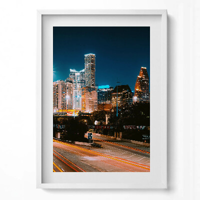 Függőleges kép keretben Modern városi táj éjszaka