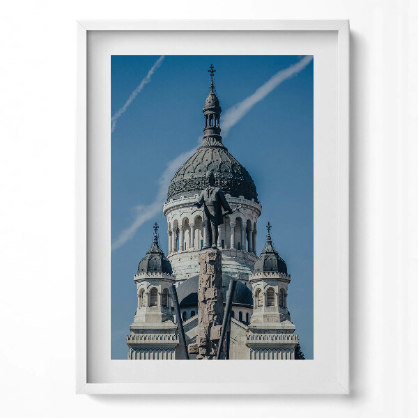 Függőleges kép keretben Felső templomkupola kék éggel