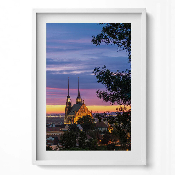 Függőleges kép keretben Katedrális naplementében