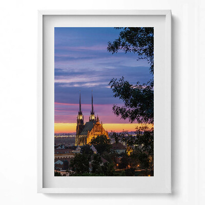 Függőleges kép keretben Katedrális naplementében