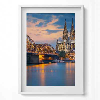 Függőleges kép keretben Kölni dóm és híd
