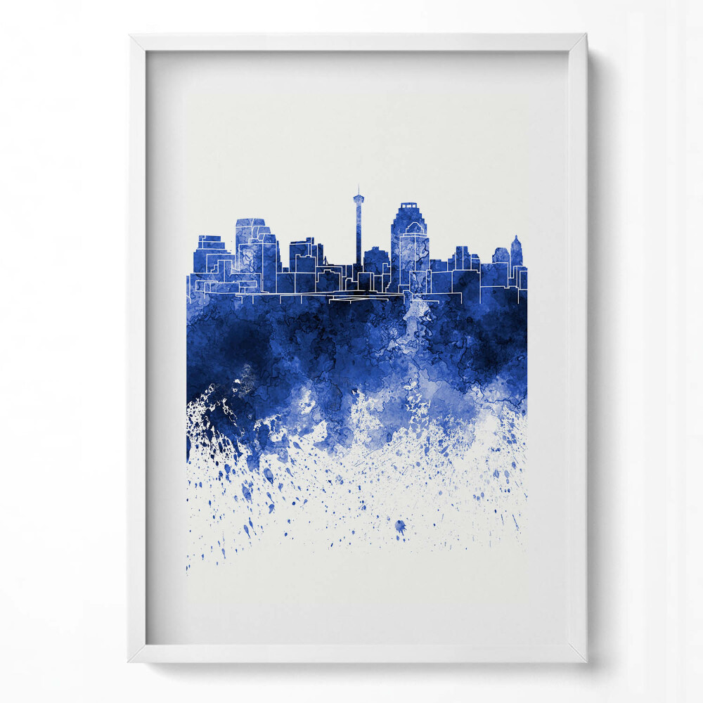 Függőleges kép keretben Kék városkép vízparti látvány