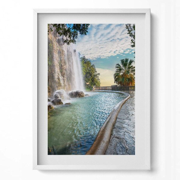 Függőleges kép keretben Vízesés és trópusi táj