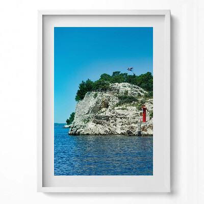 Függőleges kép keretben Tengerparti táj világítótorony