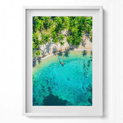 Függőleges kép keretben Trópusi tengerpart pálmafákkal