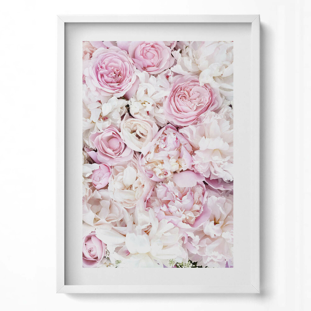 Függőleges kép keretben Rózsaszín virágok elegáns elrendezés