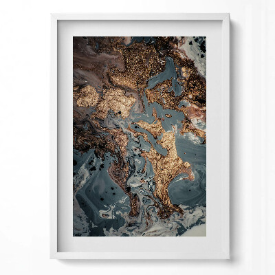 Függőleges kép keretben Absztrakt kék és arany színek