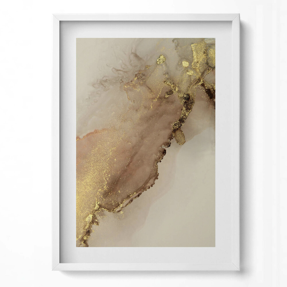 Függőleges kép keretben Absztrakt arany és bézs motívum