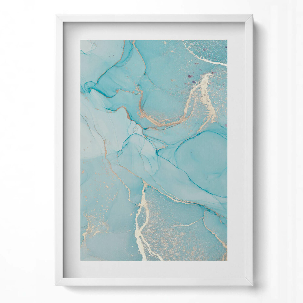 Függőleges kép keretben Absztrakt kék és arany mintázat