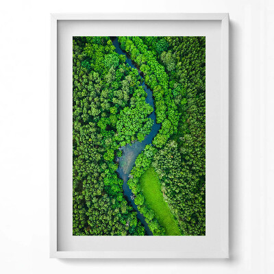 Függőleges kép keretben Zöld erdő és kanyargós folyó
