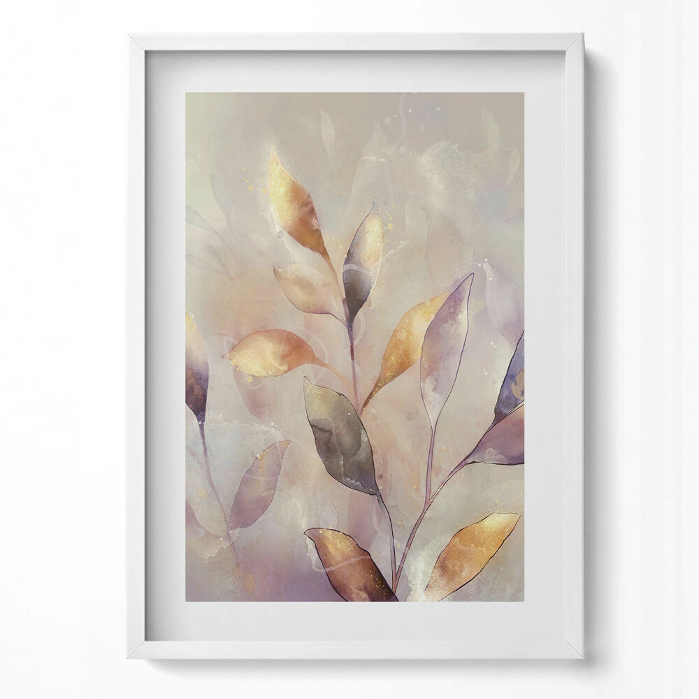 Függőleges kép keretben Absztrakt levelek és lágy színek