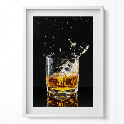 Függőleges kép keretben Jégkocka pohárban vízpermet