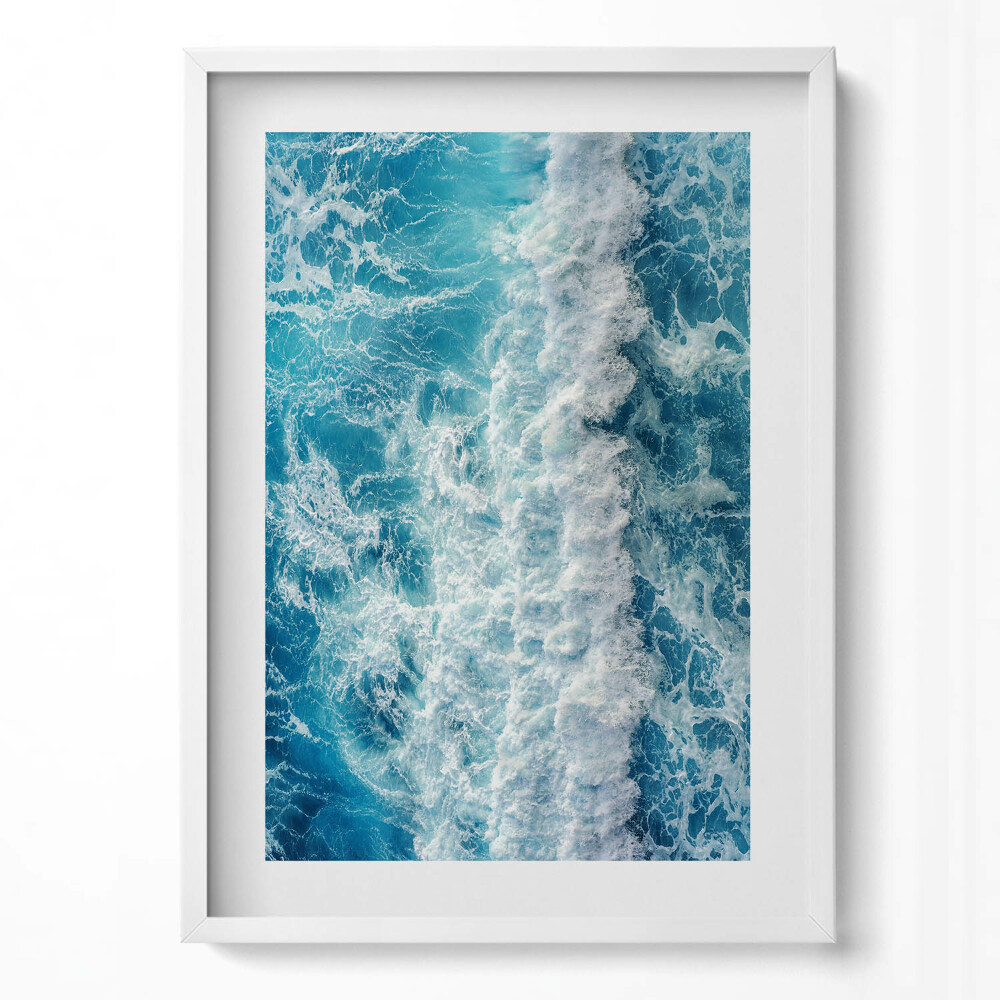 Függőleges kép keretben Tenger hullámok kék árnyalatok