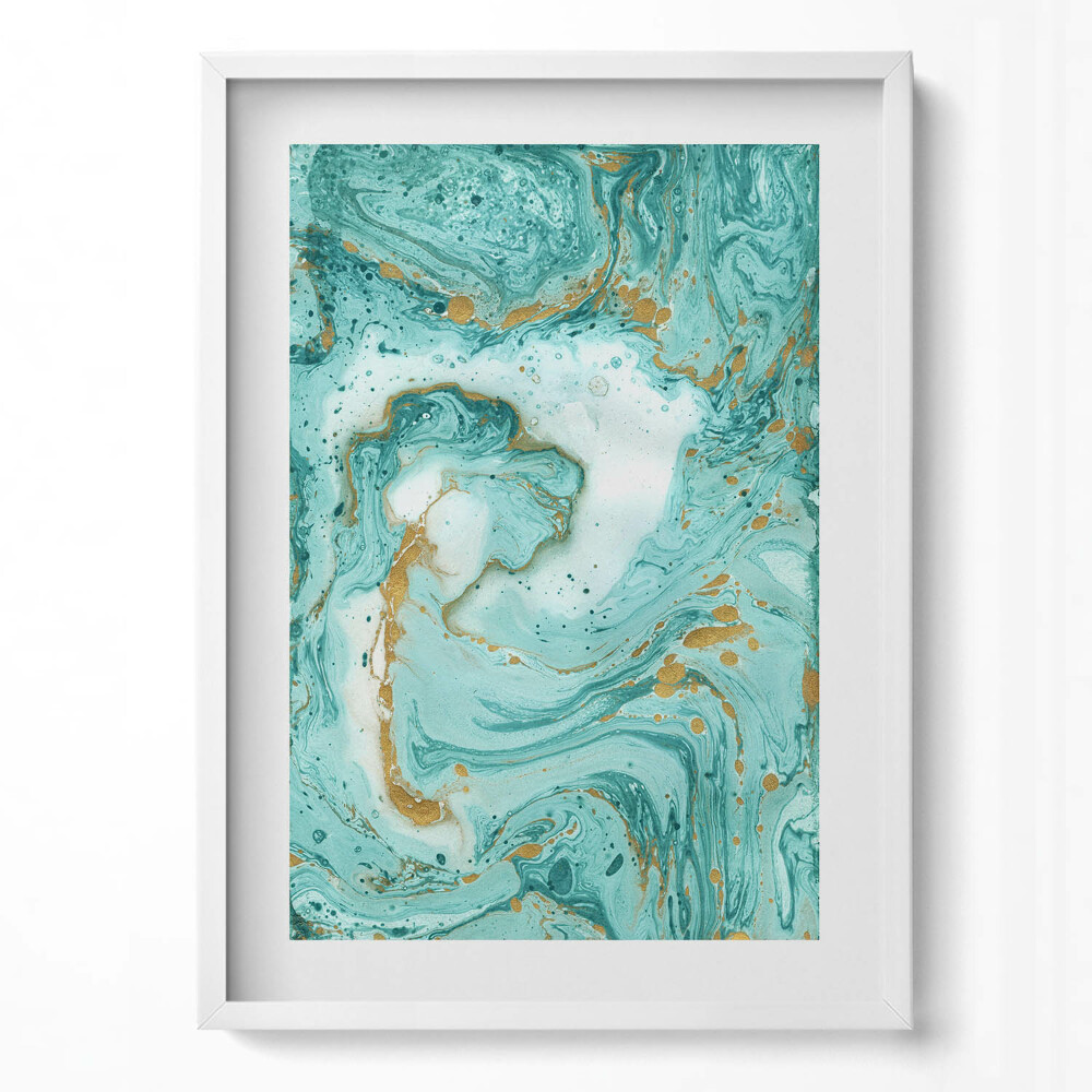 Függőleges kép keretben Absztrakt zöld és arany motívum