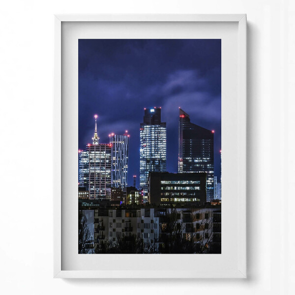 Függőleges kép keretben Modern városi táj éjszaka