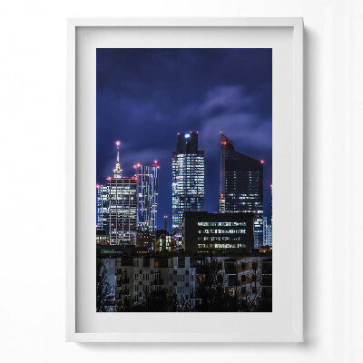 Függőleges kép keretben Modern városi táj éjszaka