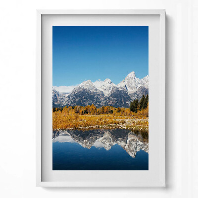 Függőleges kép keretben Hegyek és tükörképes tó