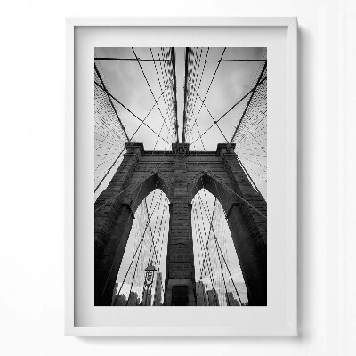 Függőleges kép keretben Brooklyn híd fekete-fehér