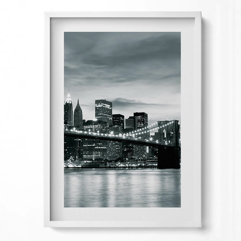 Függőleges kép keretben Brooklyn híd városi táj