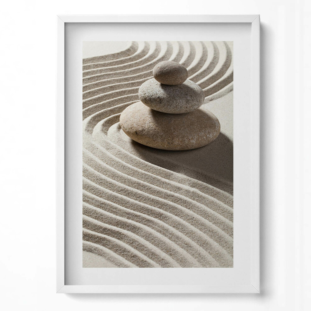 Függőleges kép keretben Kavicsok homokban hullámok