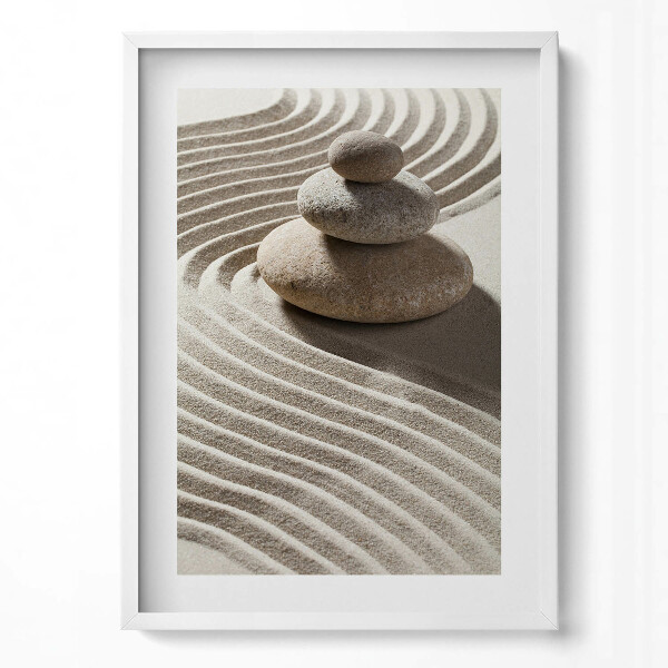 Függőleges kép keretben Kavicsok homokban hullámok