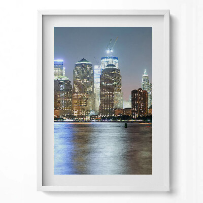 Függőleges kép keretben Modern városi táj éjszaka