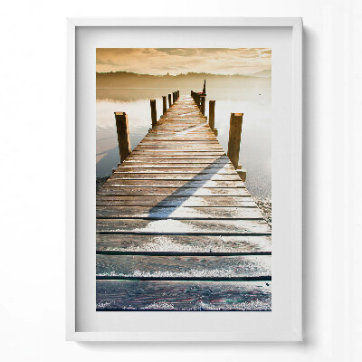 Függőleges kép keretben Híd a vízen napfelkeltével