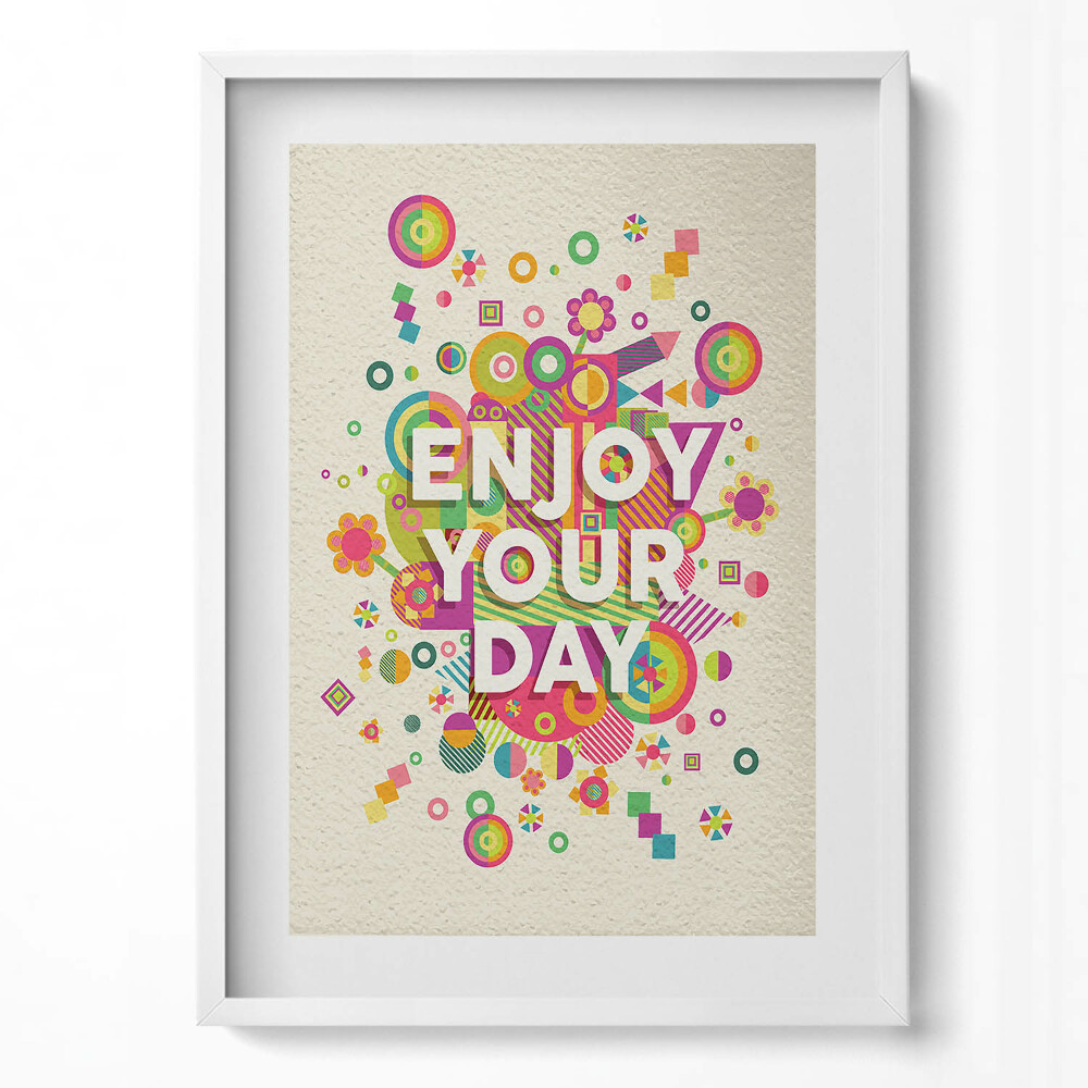 Függőleges kép keretben Színes vidám minták pozitív üzenet